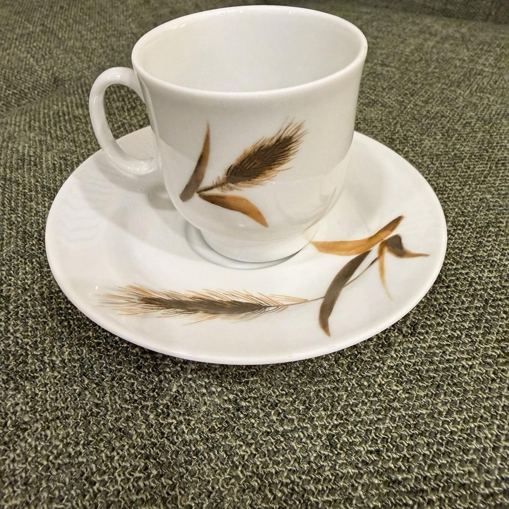 Richard Ginori Italy Espresso Cup & Saucer Wheat Pattern Porcelain Demitasse